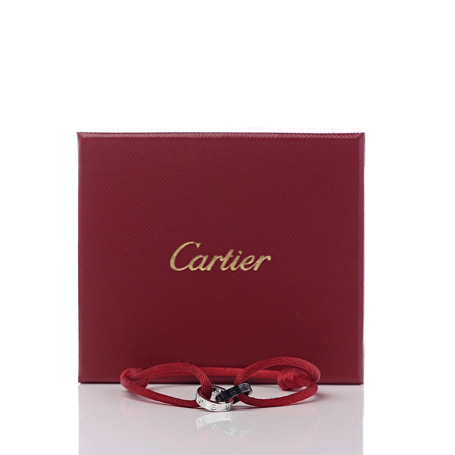 Cartier 18K White Gold Ceramic 4 Diamond LOVE Cord Bracelet Red 6 of 6