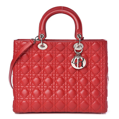 Christian Dior Lambskin Cannage Large Lady Dior Red 1 of 11