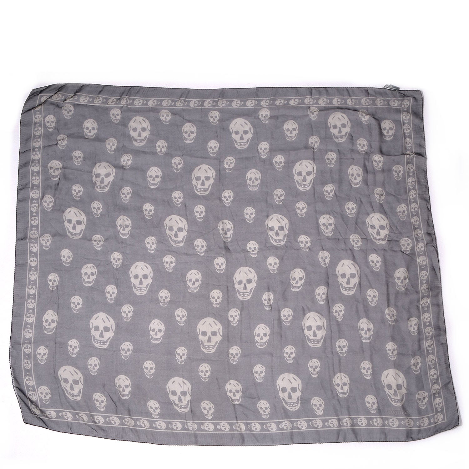 Alexander McQueen Silk Chiffon Skull Scarf Dark Grey 3 of 5