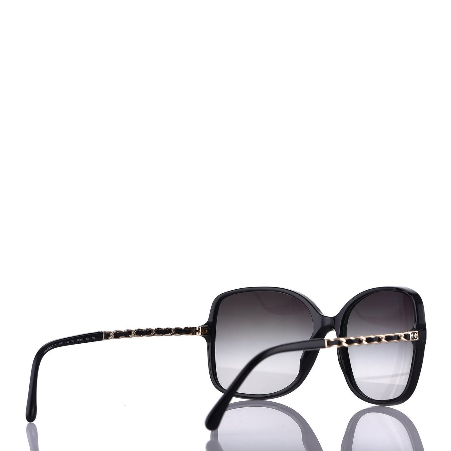 Lambskin Square Chain Sunglasses 5210-Q Black