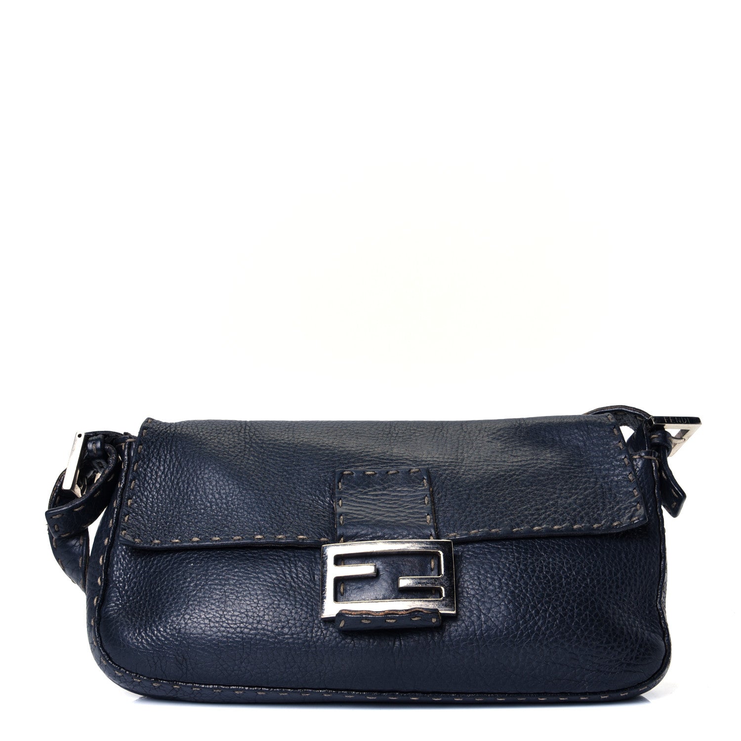 Fendi Calfskin Romano Selleria Baguette Dark Blue 1 of 4