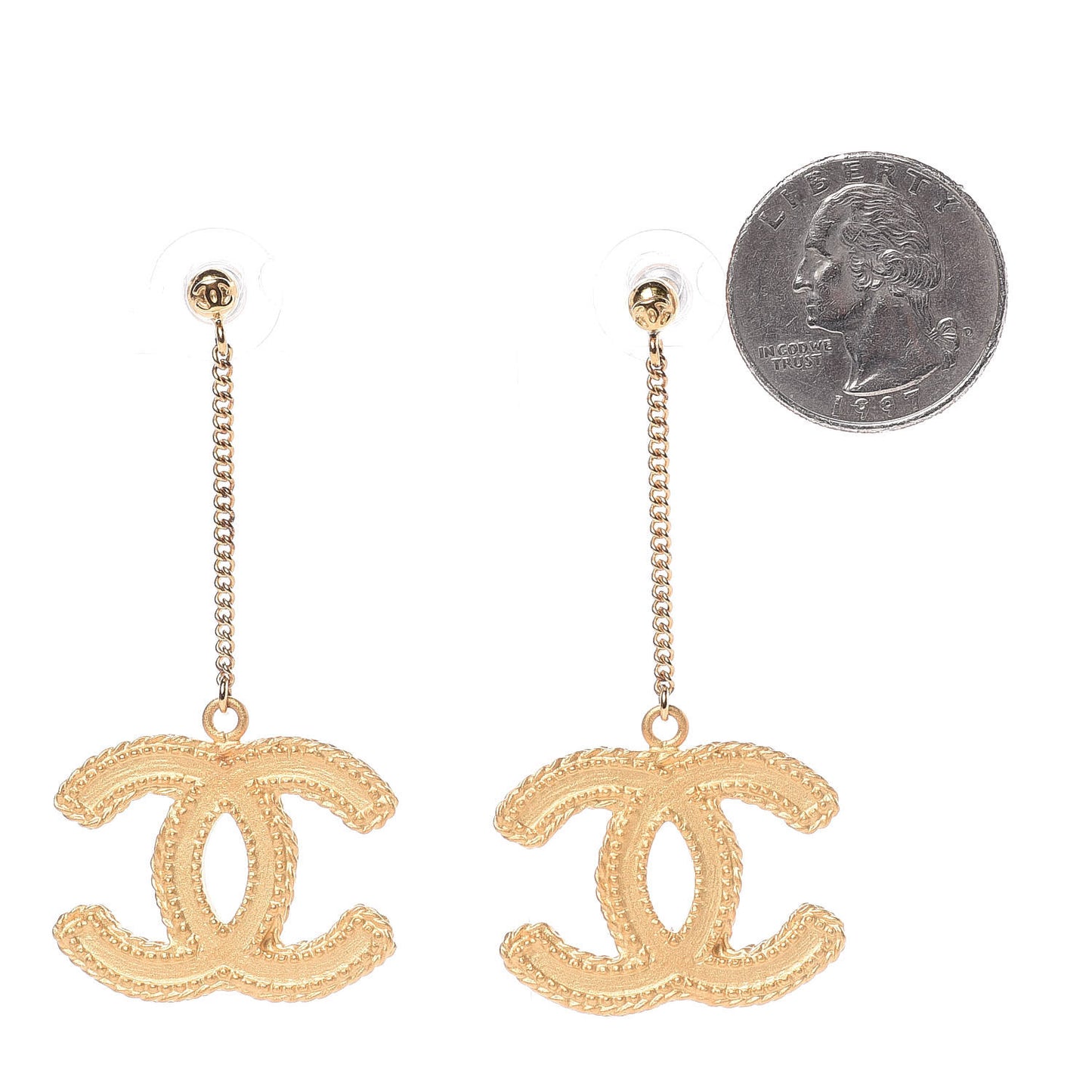 CC Drop Earrings Matte Gold