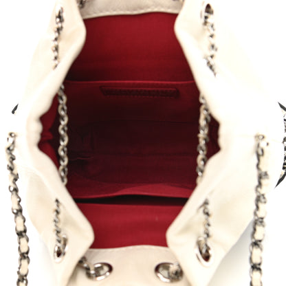 Chanel Aged Calfskin Quilted Small Gabrielle Bucket White Black 5 of 13