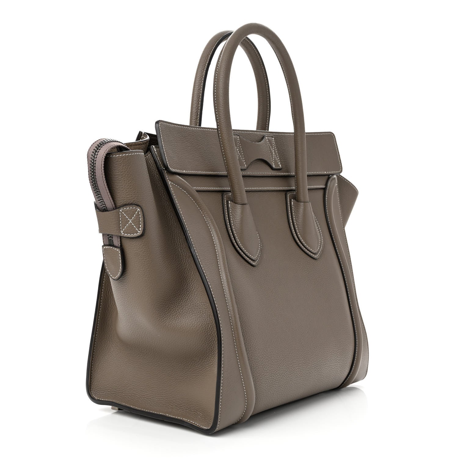 Celine Drummed Calfskin Mini Luggage Souris 3 of 11
