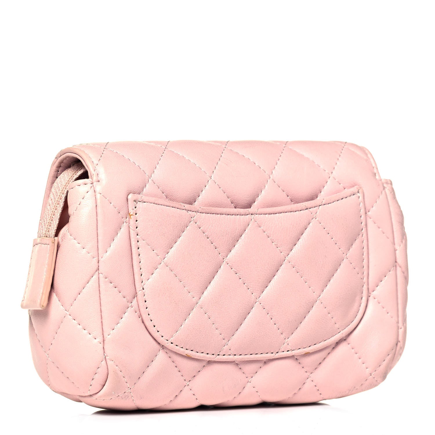 Chanel Lambskin Quilted Flap Cosmetic Case Light Pink 3 of 9