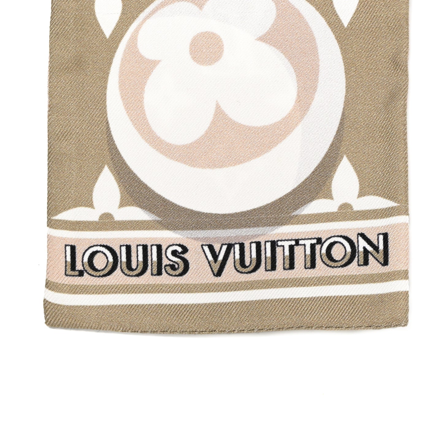 Silk Monogram Marbles Classic Bandeau Kaki Beige White