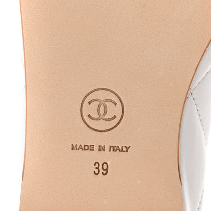 Chanel Lambskin Quilted CC Cambon Ballet Flats 39 White Black 7 of 10