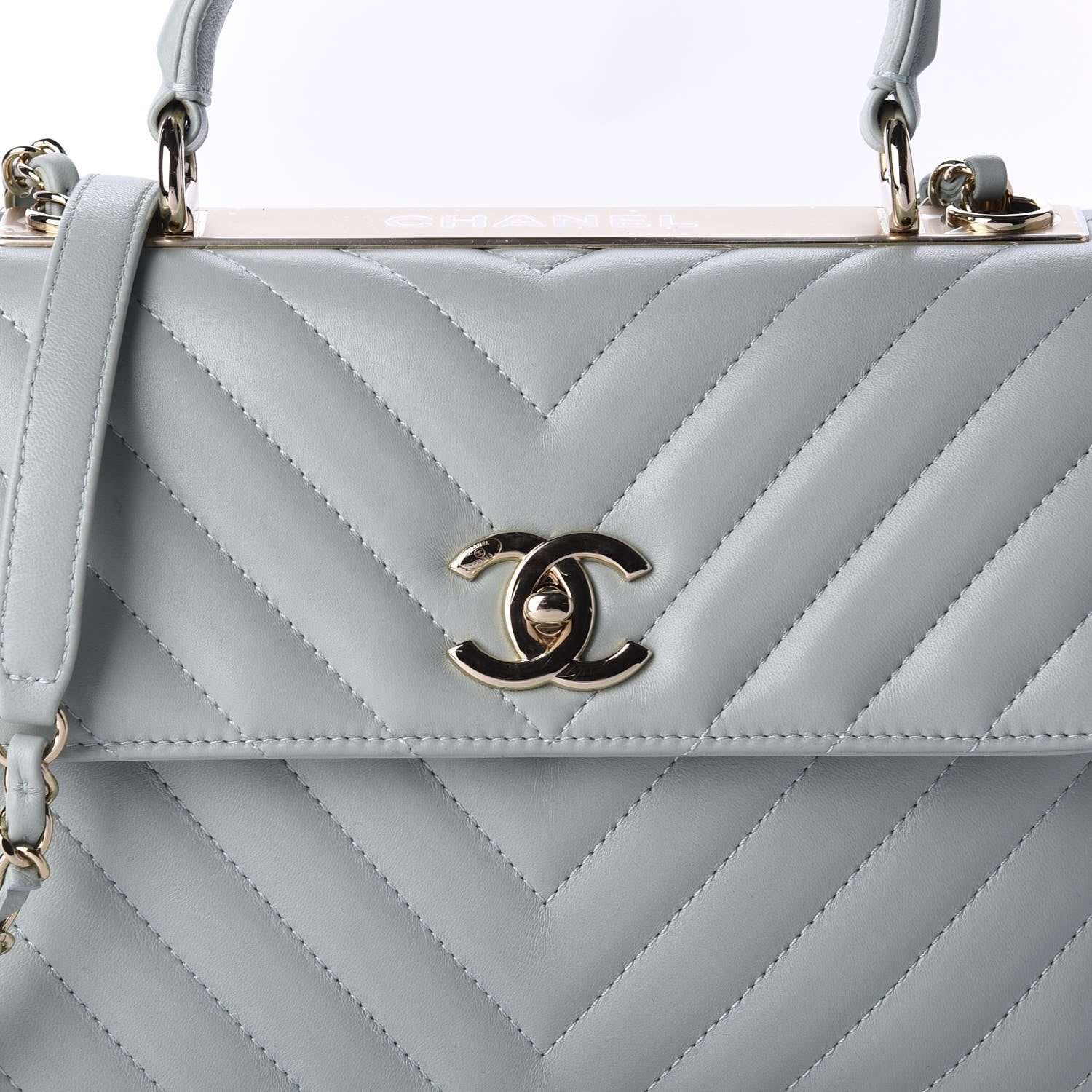 Chanel Lambskin Chevron Quilted Small Trendy CC Dual Handle Flap Bag Light Green 11 of 12