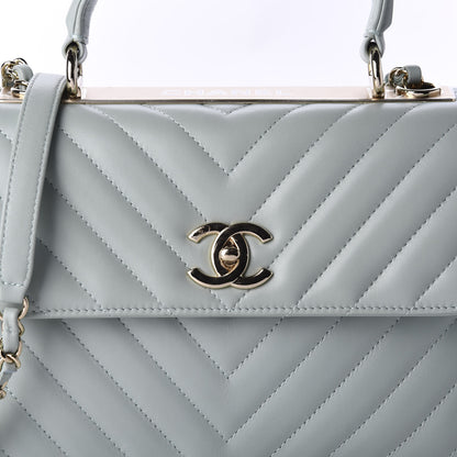 Chanel Lambskin Chevron Quilted Small Trendy CC Dual Handle Flap Bag Light Green 11 of 12