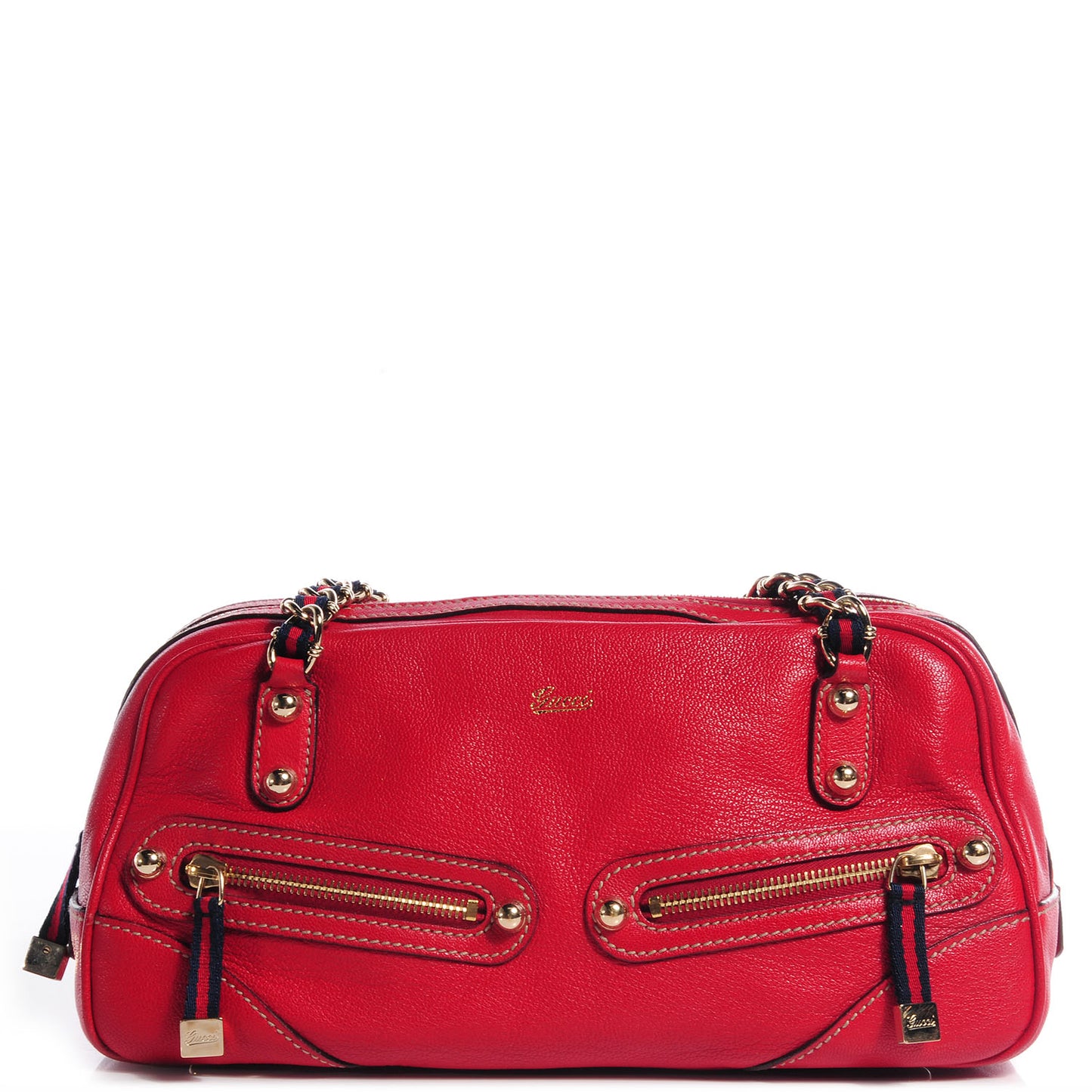 Leather Capri Small Bowler Red