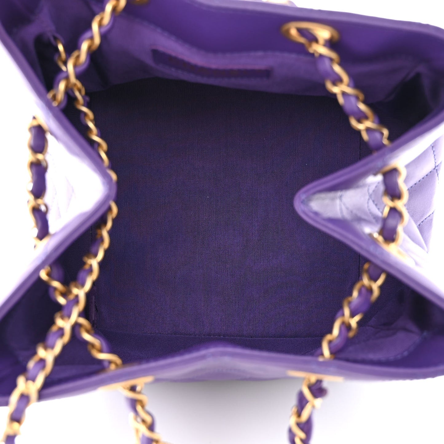 Calfskin Quilted Bucket Bag Purple