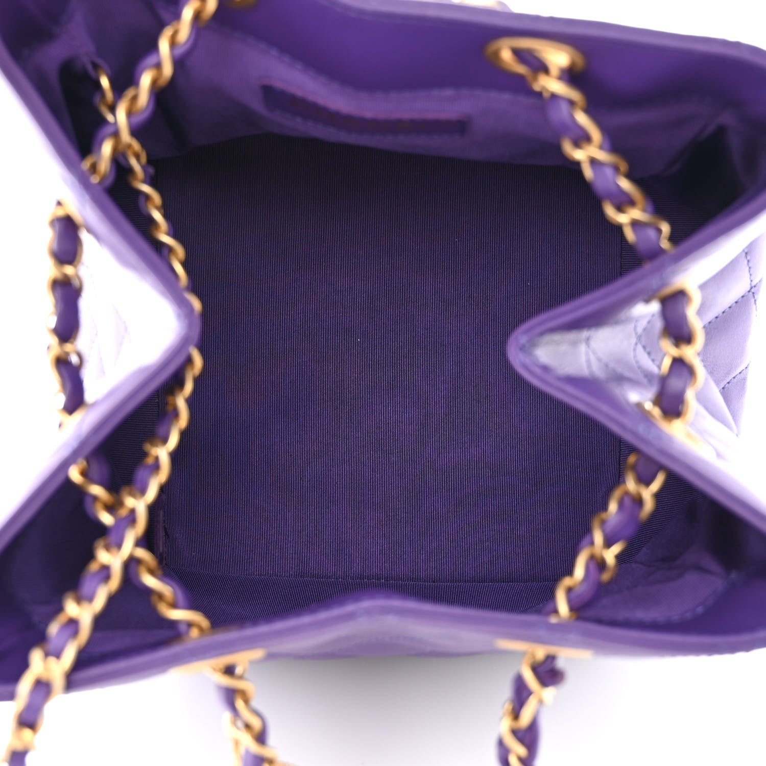 Chanel Calfskin Quilted Bucket Bag Purple 6 of 13