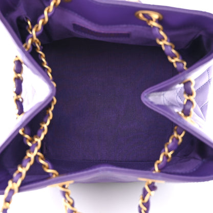 Chanel Calfskin Quilted Bucket Bag Purple 6 of 13