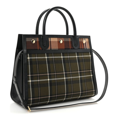 Burberry Wool Tartan Two Handle Title Bag Dark Green 3 of 9