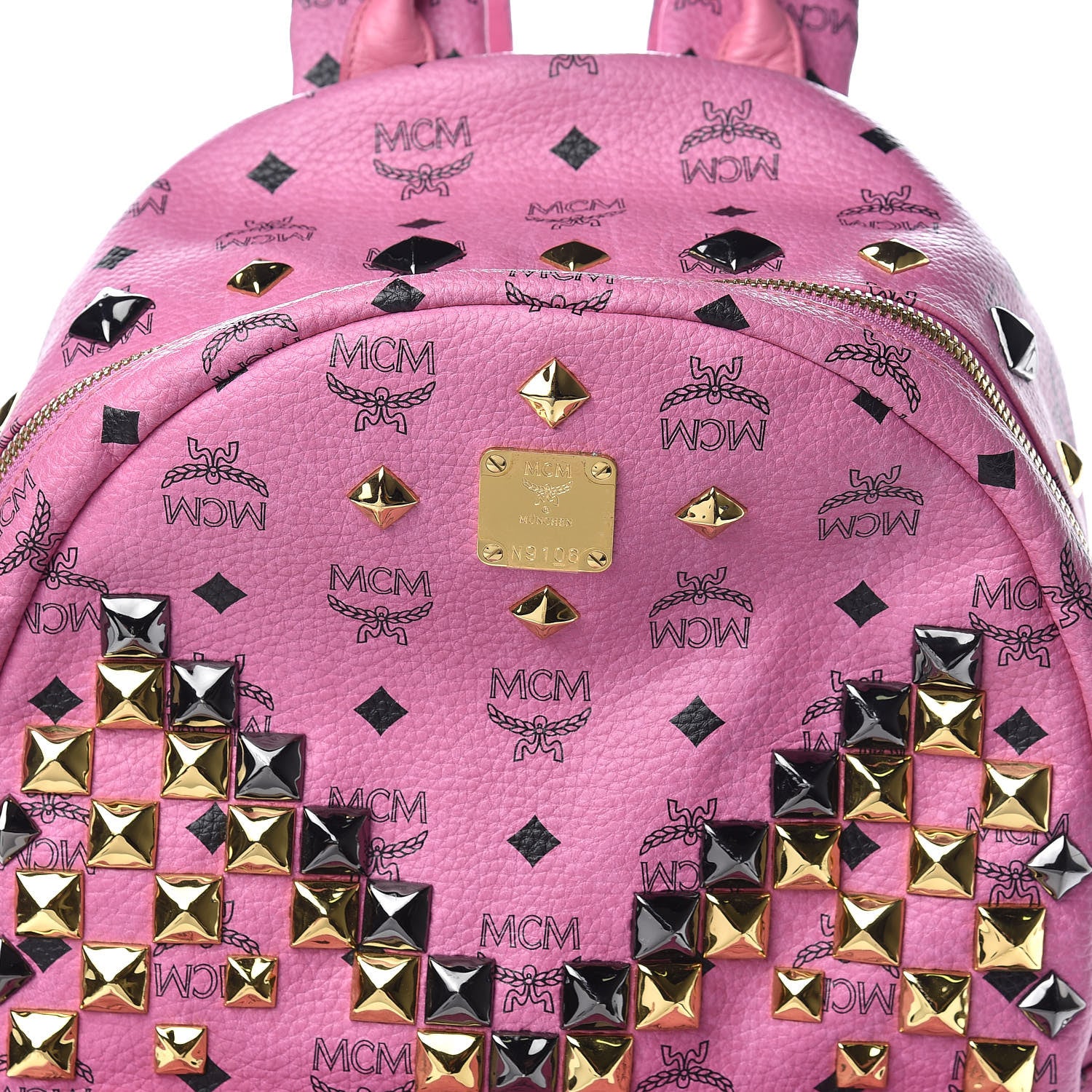 MCM Visetos Studded Medium Stark M Backpack Pink 12 of 12