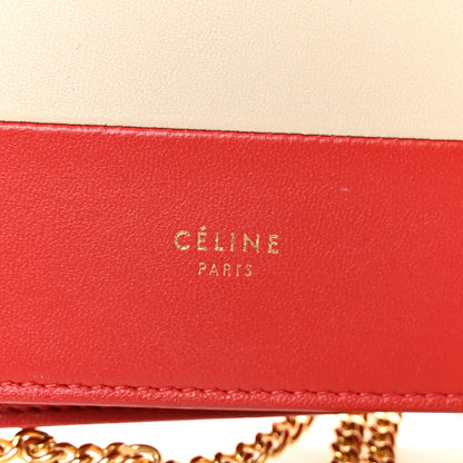 Celine Smooth Lambskin Frame Evening Chain Clutch Scarlet Chalk 6 of 10
