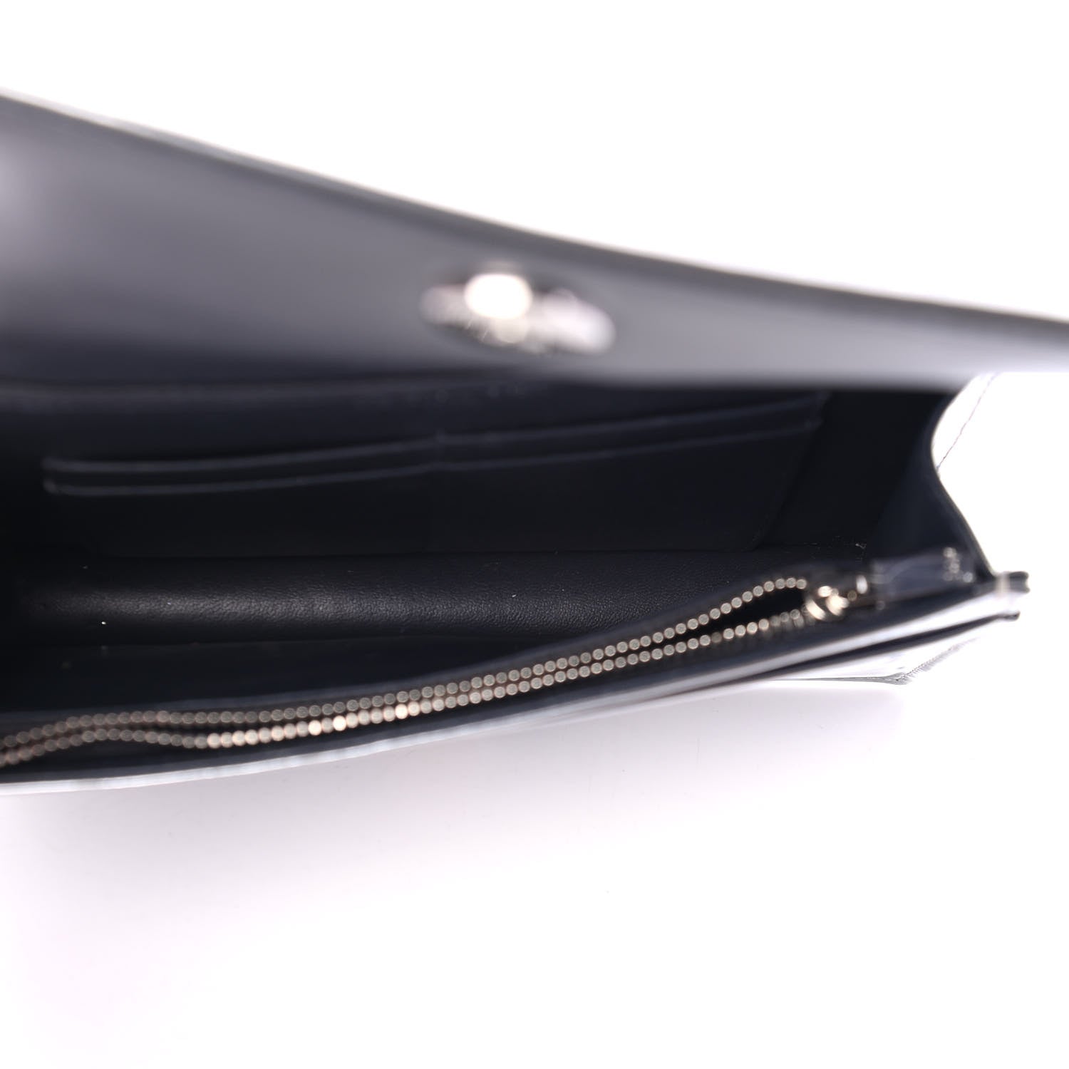 Christian Dior Metallic Patent Micro-Cannage Diorama Wallet on Chain Pouch Argent 4 of 5
