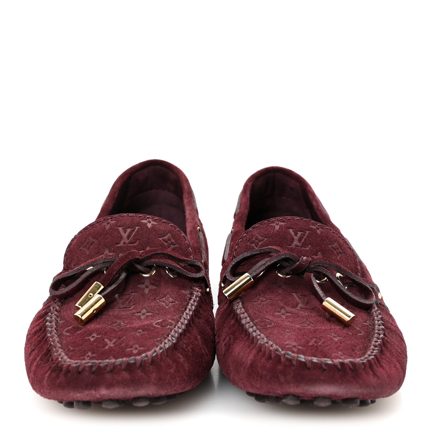 Louis Vuitton Suede Monogram Gloria Loafers 37.5 Prune 3 of 9