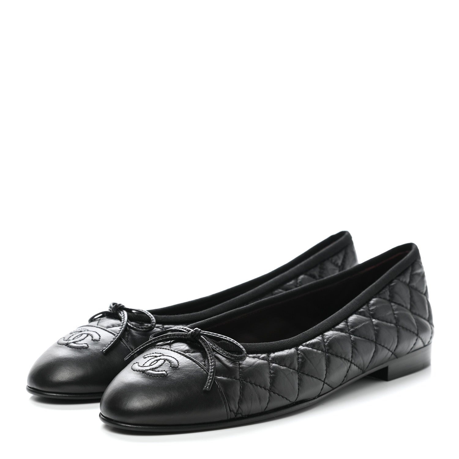 Chanel Aged Calfskin Quilted Cap Toe Ballerina Flats 40 Black 3 of 9