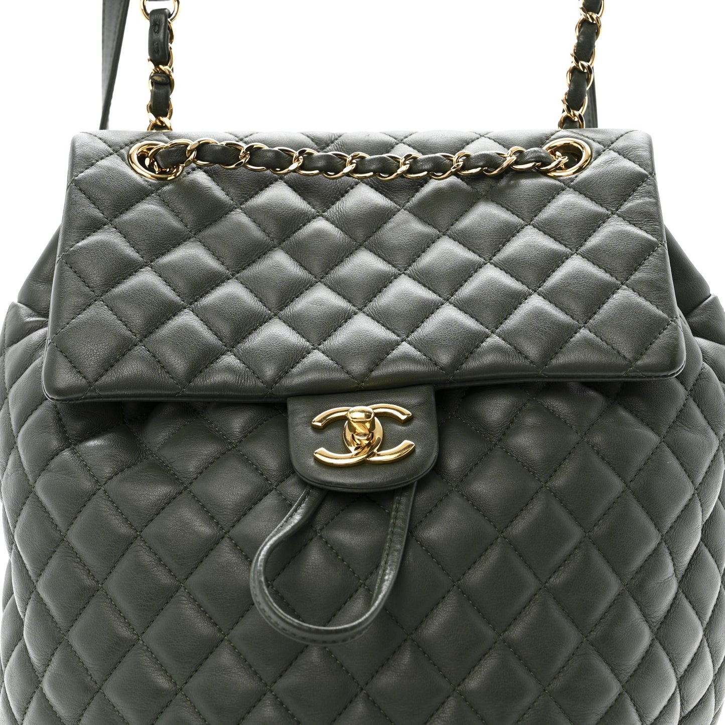 Lambskin Quilted Large Urban Spirit Backpack Dark Green