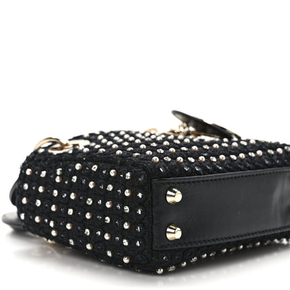 Christian Dior Fabric Embroidered Crystal Pearl Mirror Micro Lady Dior Black 9 of 13