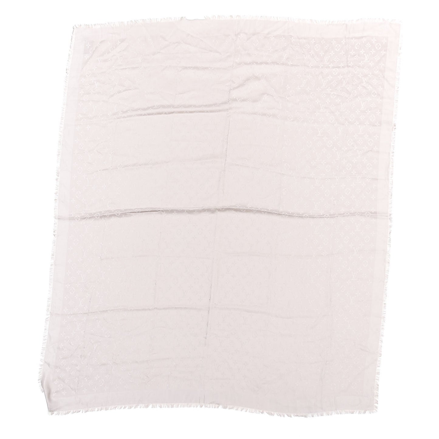 Silk Wool Monogram Shawl Greige