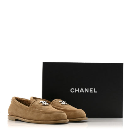 Chanel Suede Calfskin CC Loafers 38.5 Dark Beige 11 of 11