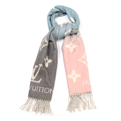 Louis Vuitton Cashmere Monogram Reykjavik Scarf Bleu Rose 2 of 8