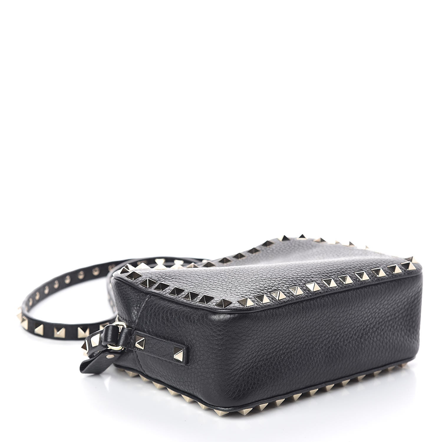 Valentino Garavani Pebbled Calfskin Rockstud Camera Crossbody Bag Black 4 of 9