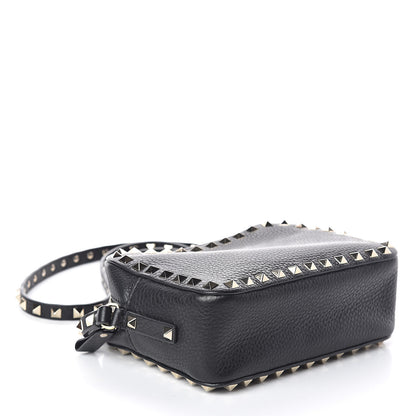 Valentino Garavani Pebbled Calfskin Rockstud Camera Crossbody Bag Black 4 of 9