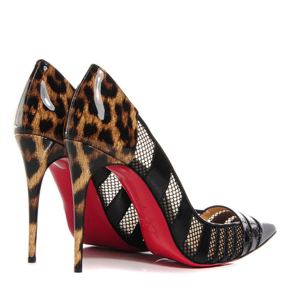 Christian Louboutin Patent Calf Mesh Bandy 100 Pumps Leopard 39 4 of 6
