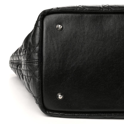 Christian Dior Coated Canvas Cannage Medium Panarea Tote Black 8 of 9