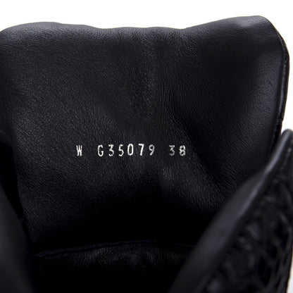 Chanel Calfskin Crocodile Embossed Cocodile High Top Sneakers 38 Black 9 of 10