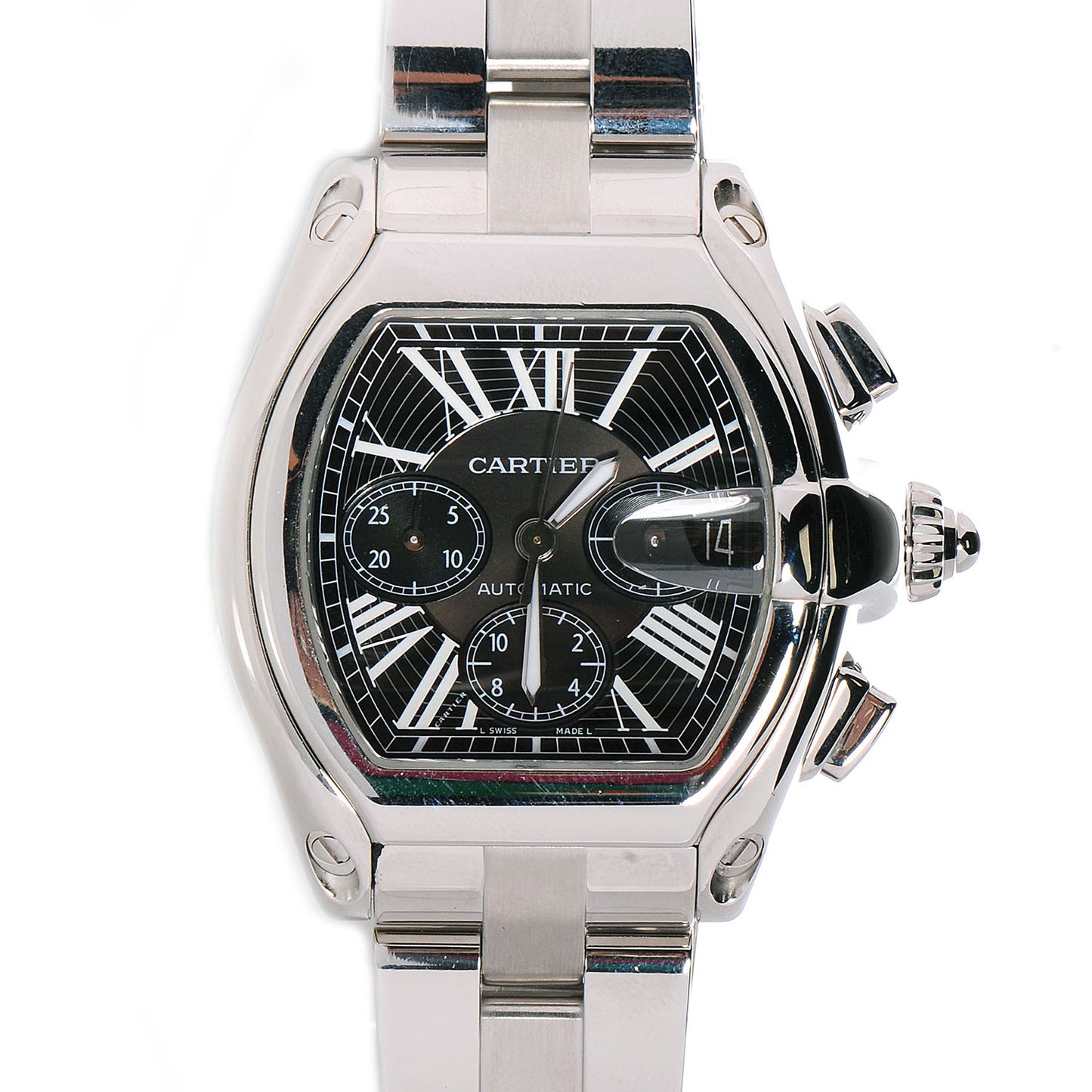 Stainless Steel 42mm Roadster Chronograph Automatic Watch Black