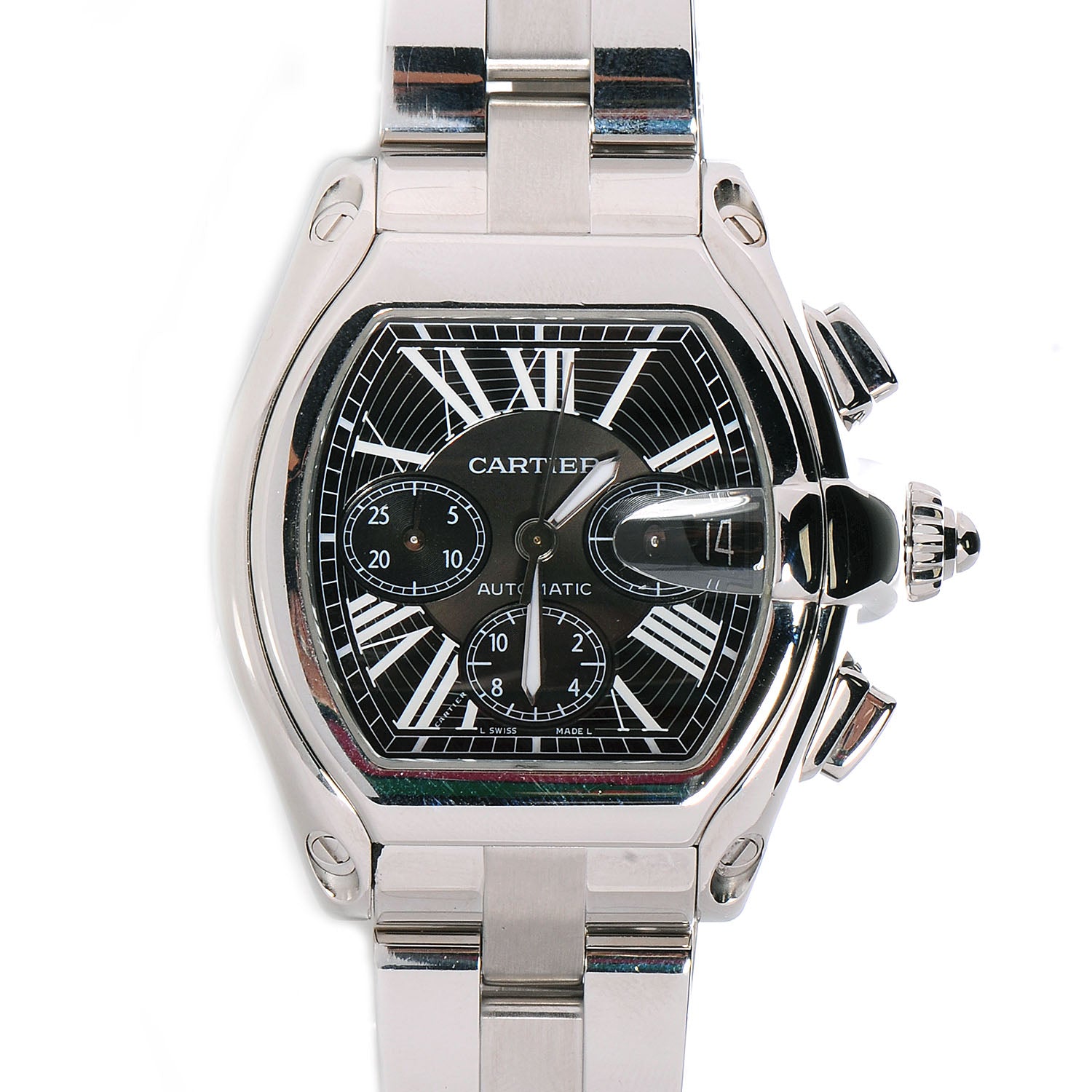 Cartier Stainless Steel 42mm Roadster Chronograph Automatic Watch Black 1 of 7