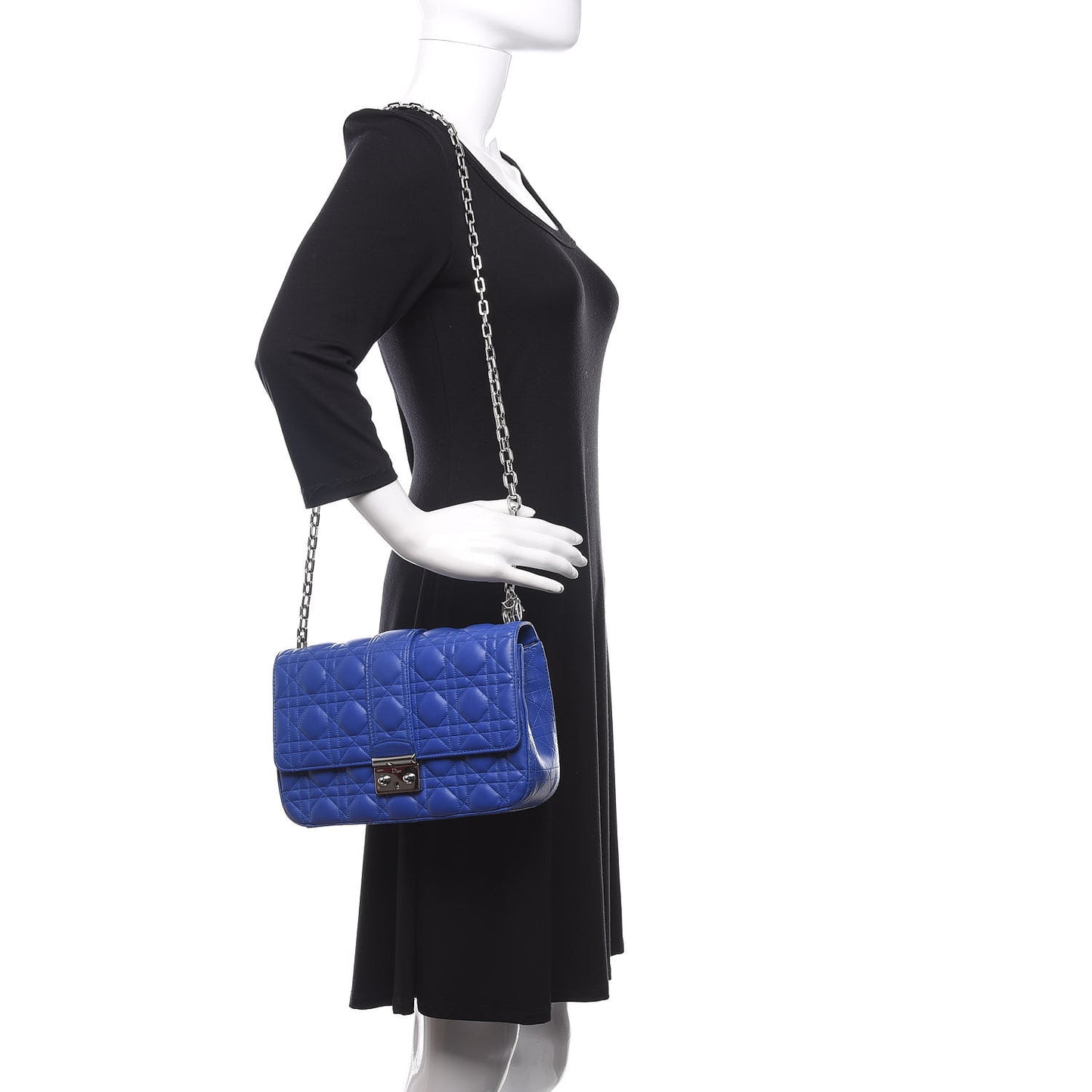 Lambskin Cannage Medium Miss Dior Flap Blue