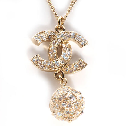Chanel Pearl Crystal CC Pendant Necklace Gold 3 of 6