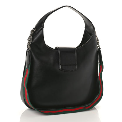 Gucci Calfskin Web Dog Embroidered Medium Dionysus Hobo Black 3 of 11
