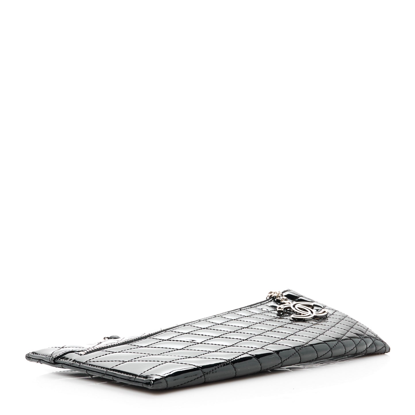 Patent Geometric Quilted Kaleidoscope Clutch Black