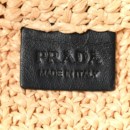 Prada Yarn Raffia Effect Crochet Embroidered Logo Tote Naturale 6 of 9