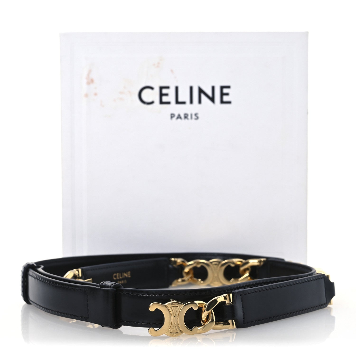 Celine Calfskin Small 18mm Gourmette Triomphe Belt 85/34 Black 5 of 5