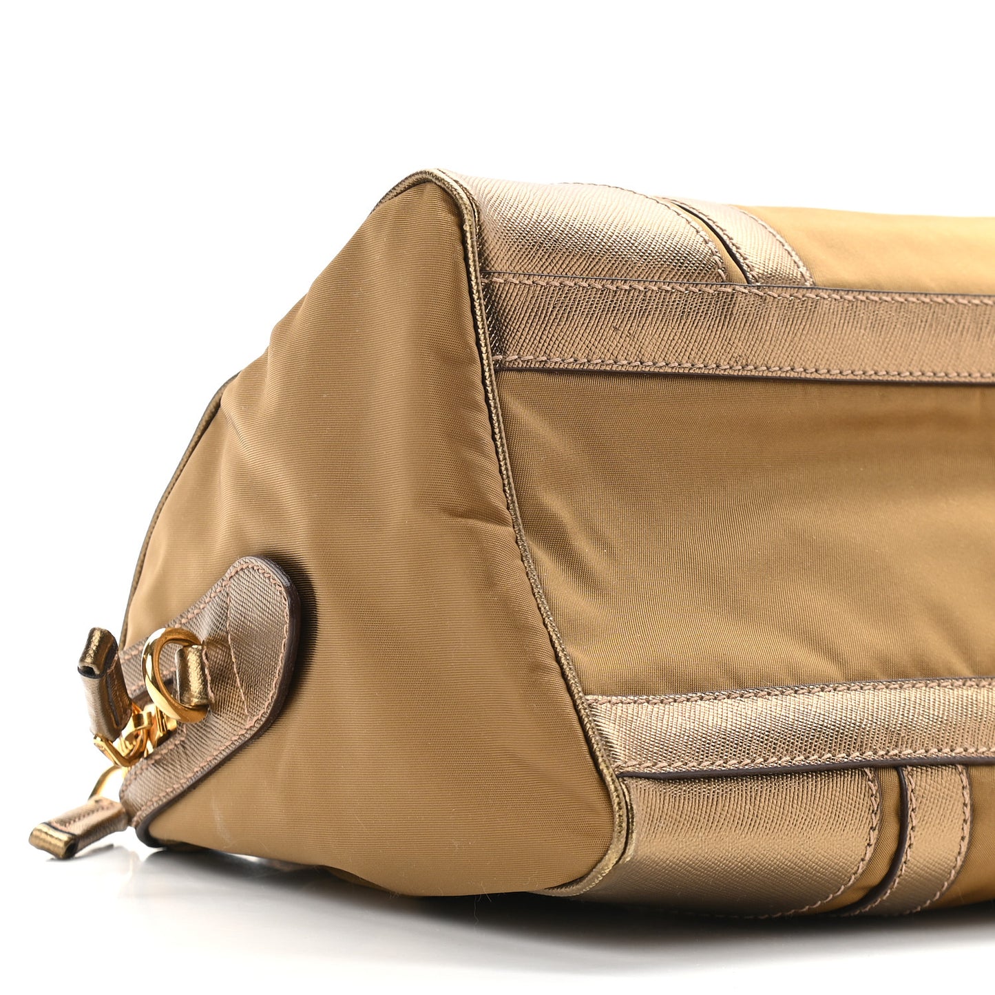 Metallic Tessuto Nylon Saffiano Handbag Gold