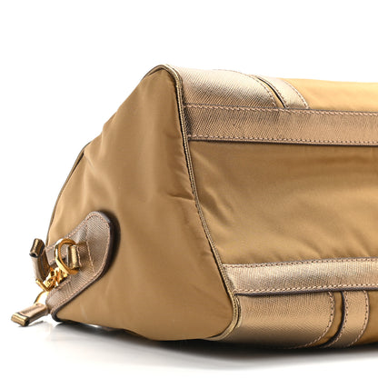 Prada Metallic Tessuto Nylon Saffiano Handbag Gold 7 of 8