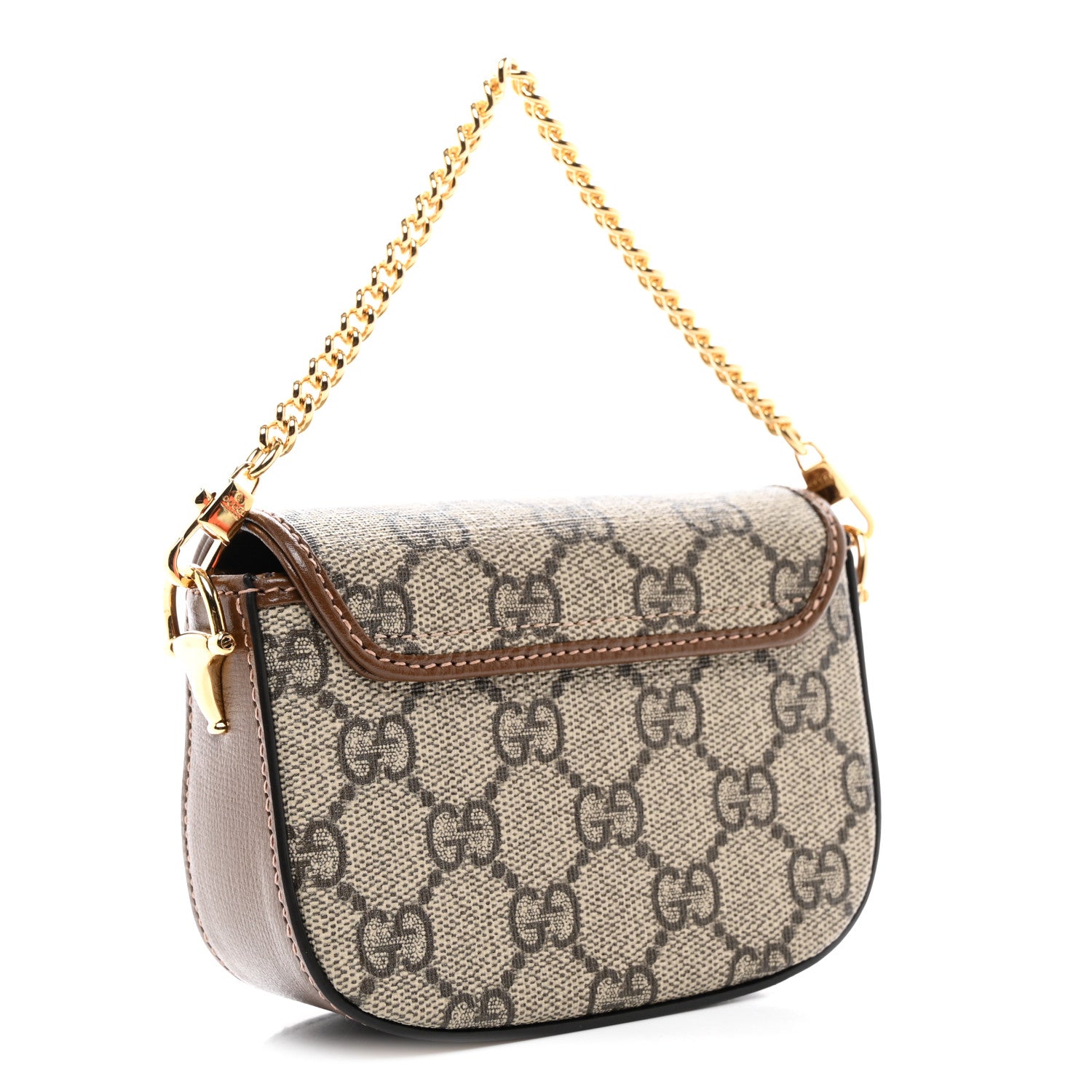 Gucci GG Supreme Monogram Azalea Calfskin Web Horsebit 1955 Wallet On Strap Beige Ebony Brown Sugar 3 of 10