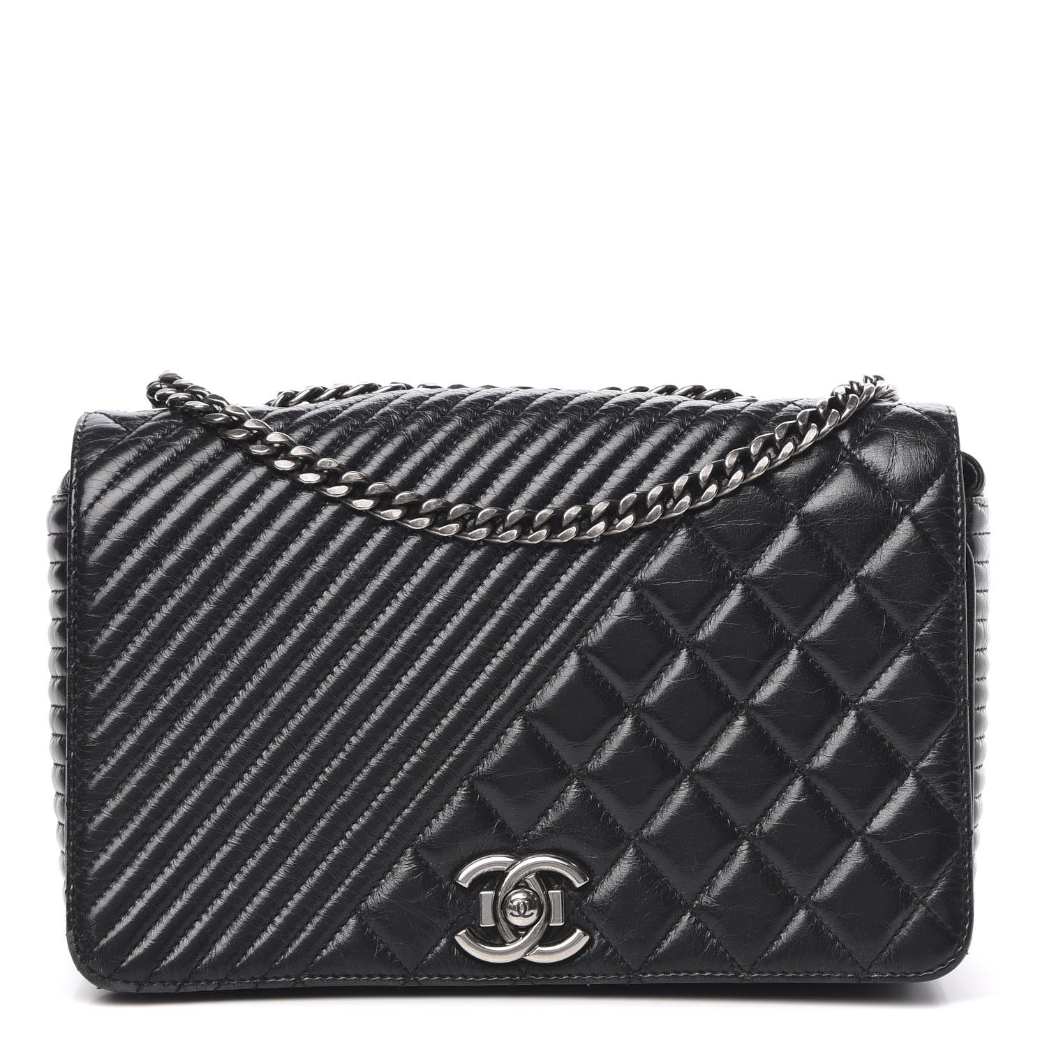 Chanel Glazed Calfskin Quilted Medium Coco Boy Flap Black 1 of 18