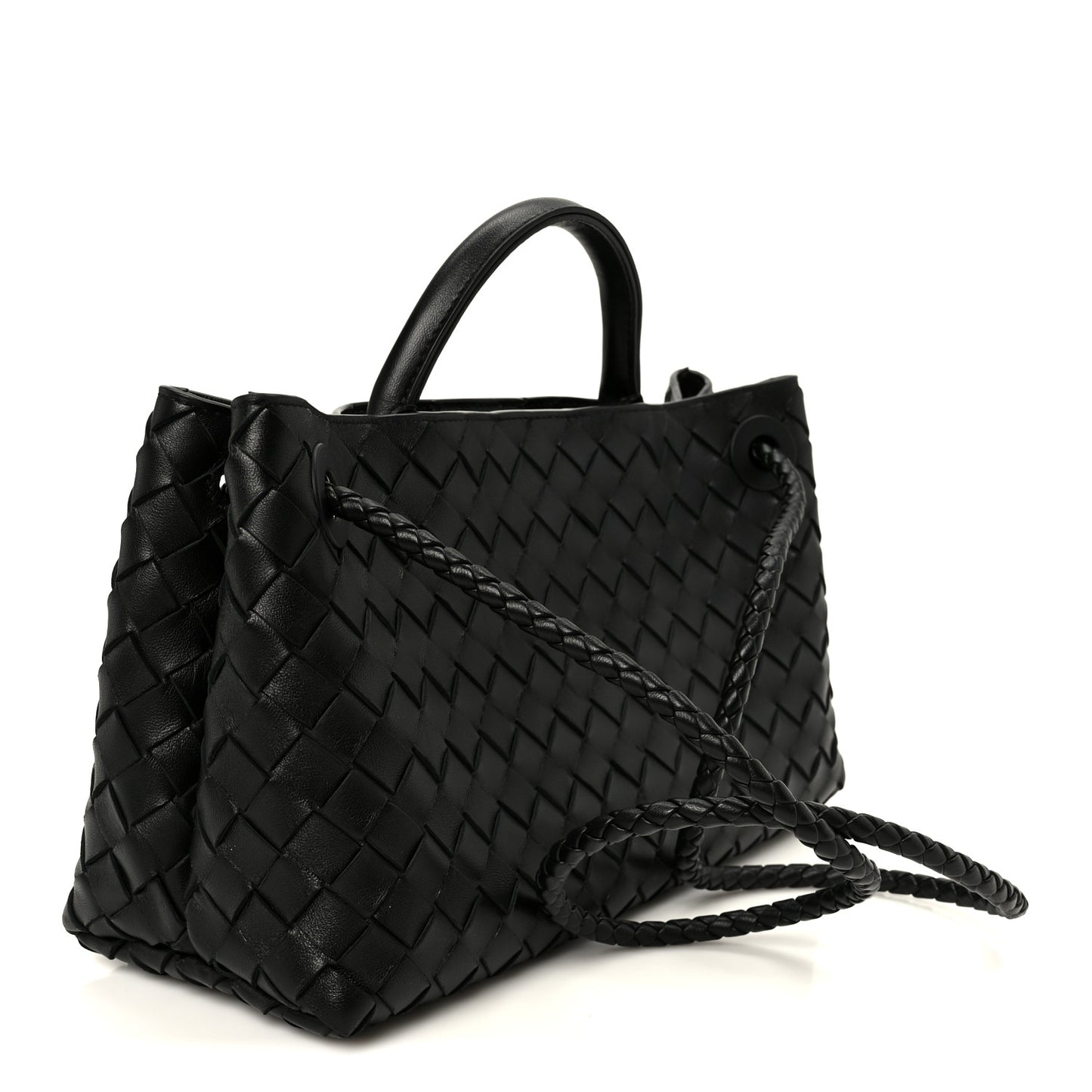 Nappa Intrecciato Small East West Andiamo Shoulder Bag Black
