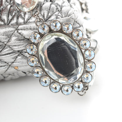 Miu Miu Nappa Matelasse Crystal Flap Clutch Cromo 12 of 13