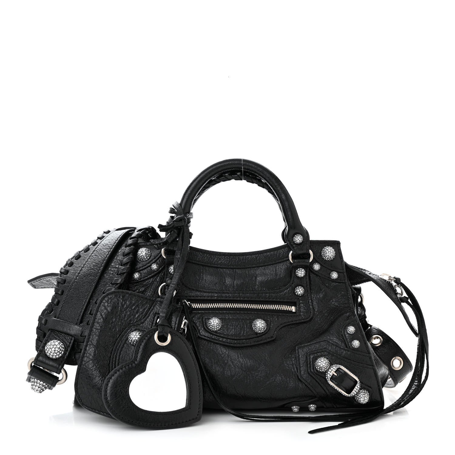 Balenciaga Agneau Arena Crystal Neo Cagole Handbag XS Black 3 of 11