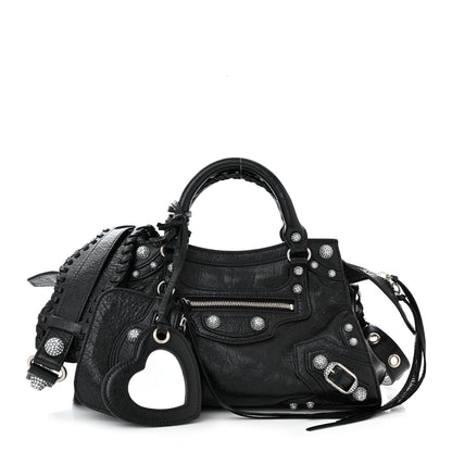 Balenciaga Agneau Arena Crystal Neo Cagole Handbag XS Black 3 of 11