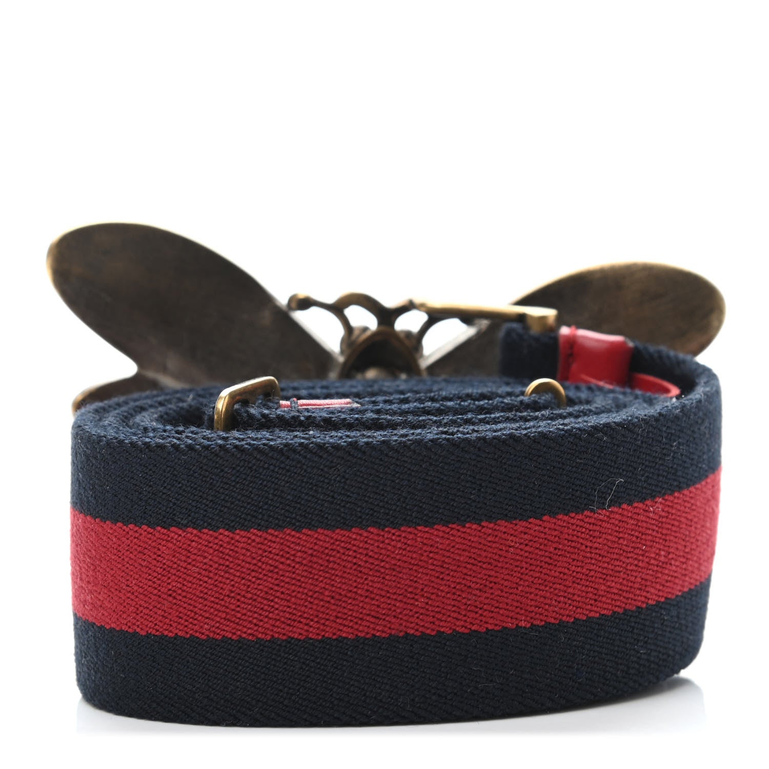 Gucci Web Queen Margaret Bee Belt 90 36 Red Navy 2 of 3